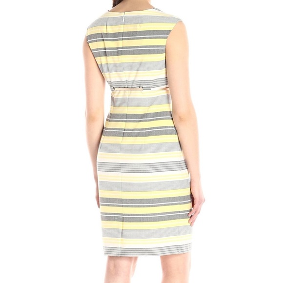 Calvin Klein Sheath Dress Yellow & Gray Stripes Size 10 - Picture 10 of 11